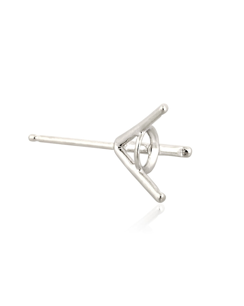 עגיל שאטון זהב 14K לבן מרטיני 3 זרועות מחורצות לאבן עגולה (7.5מ"מ) 1.5קראט 49055-03FA-000