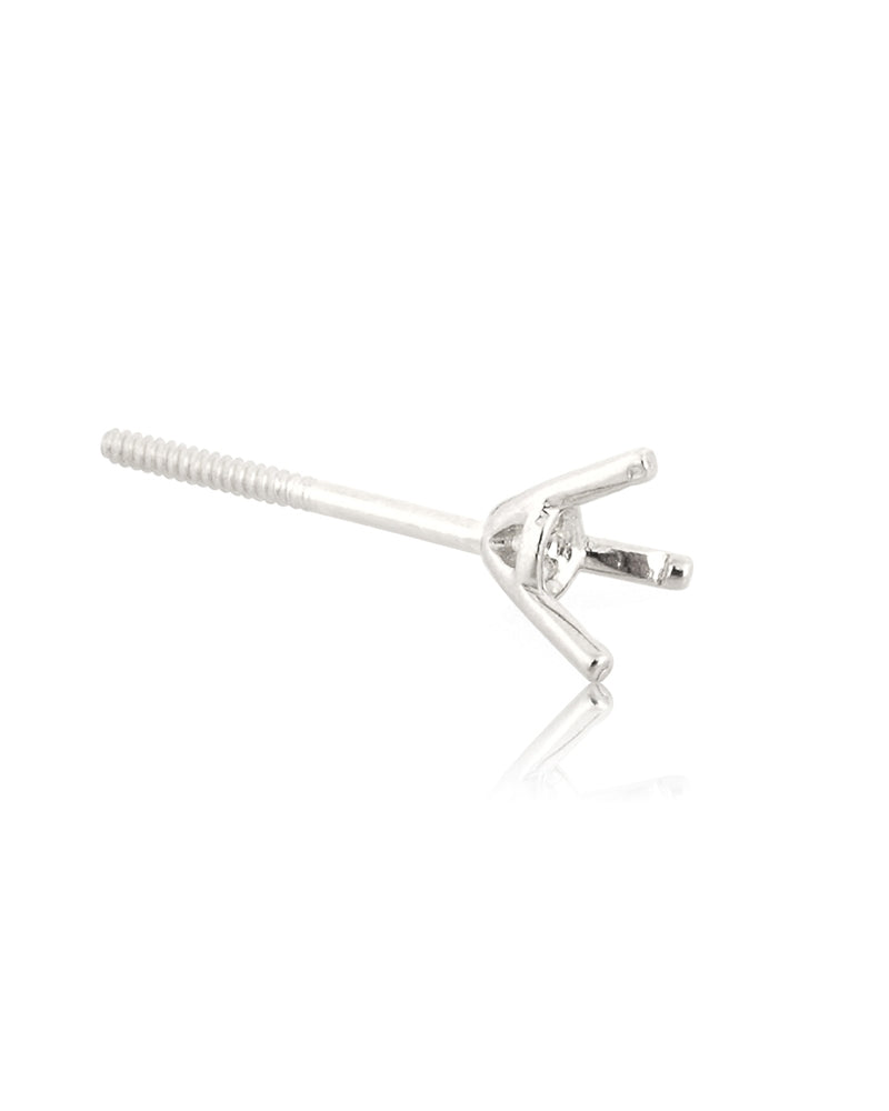 עגיל שאטון זהב 14K לבן מרטיני הברגה 3 זרועות אבן עגולה (4מ"מ) 25נק' 49050-03