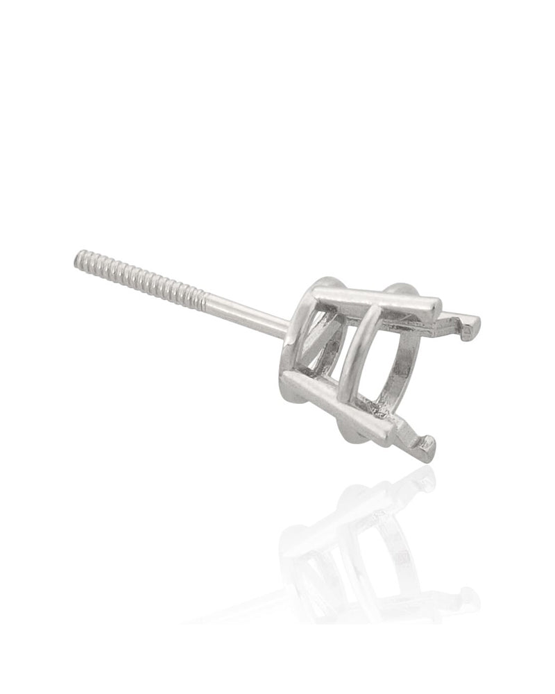 עגיל שאטון זהב 14K לבן סלסלה 1קראט+ הברגה 39409-03FA-H00