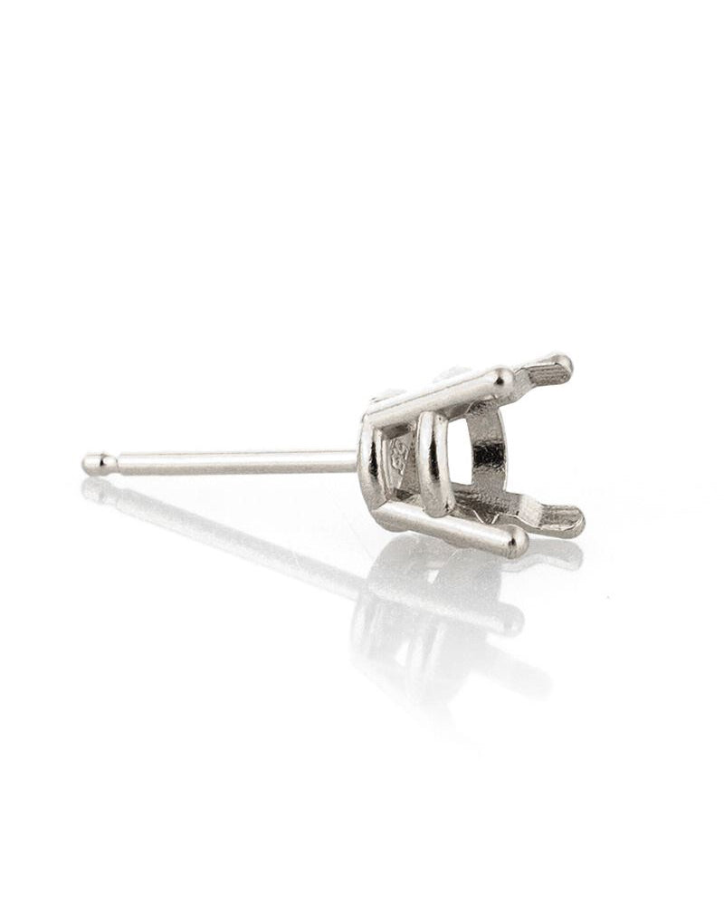 עגיל שאטון סלסלה לבן 14K לאבן מרובעת 25נק' (3.25מ"מ) 30902-03FA-000