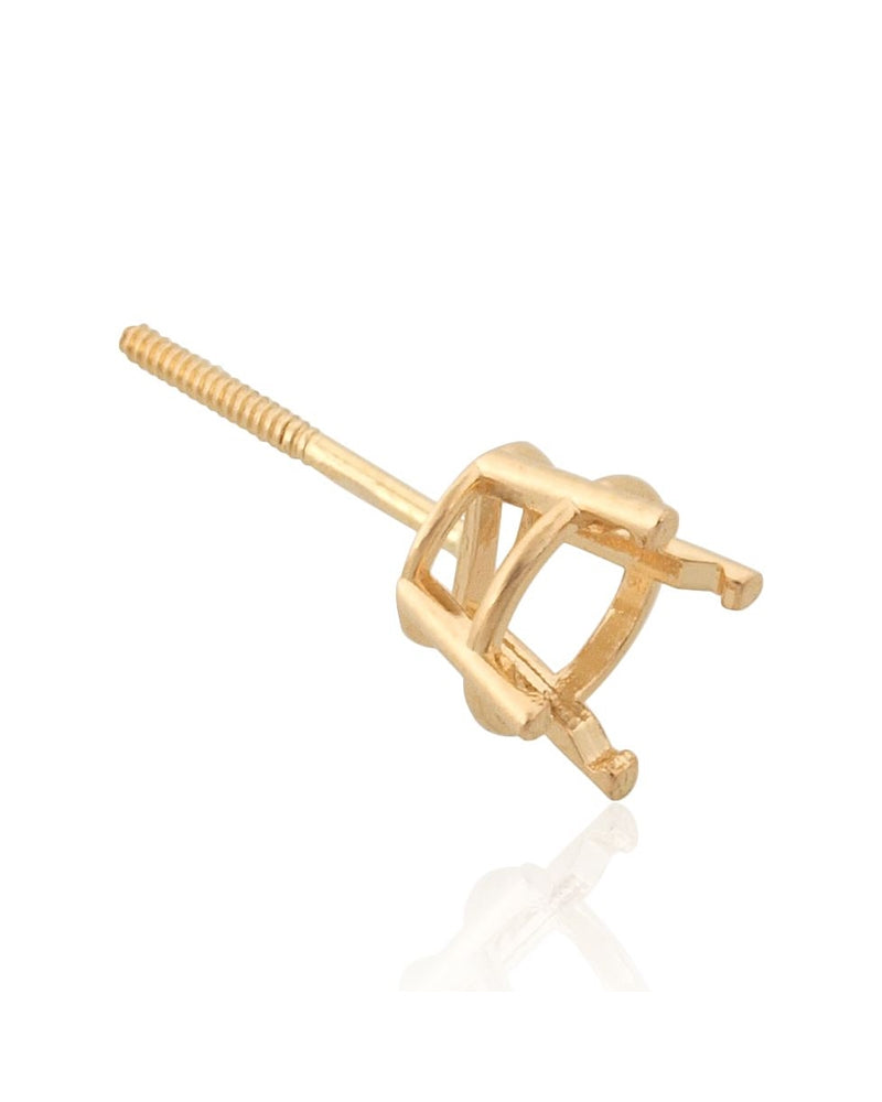 עגיל שאטון זהב 14K צהוב סלסלה לאבן עגולה 1קראט+ הברגה 39409-02FA-H00