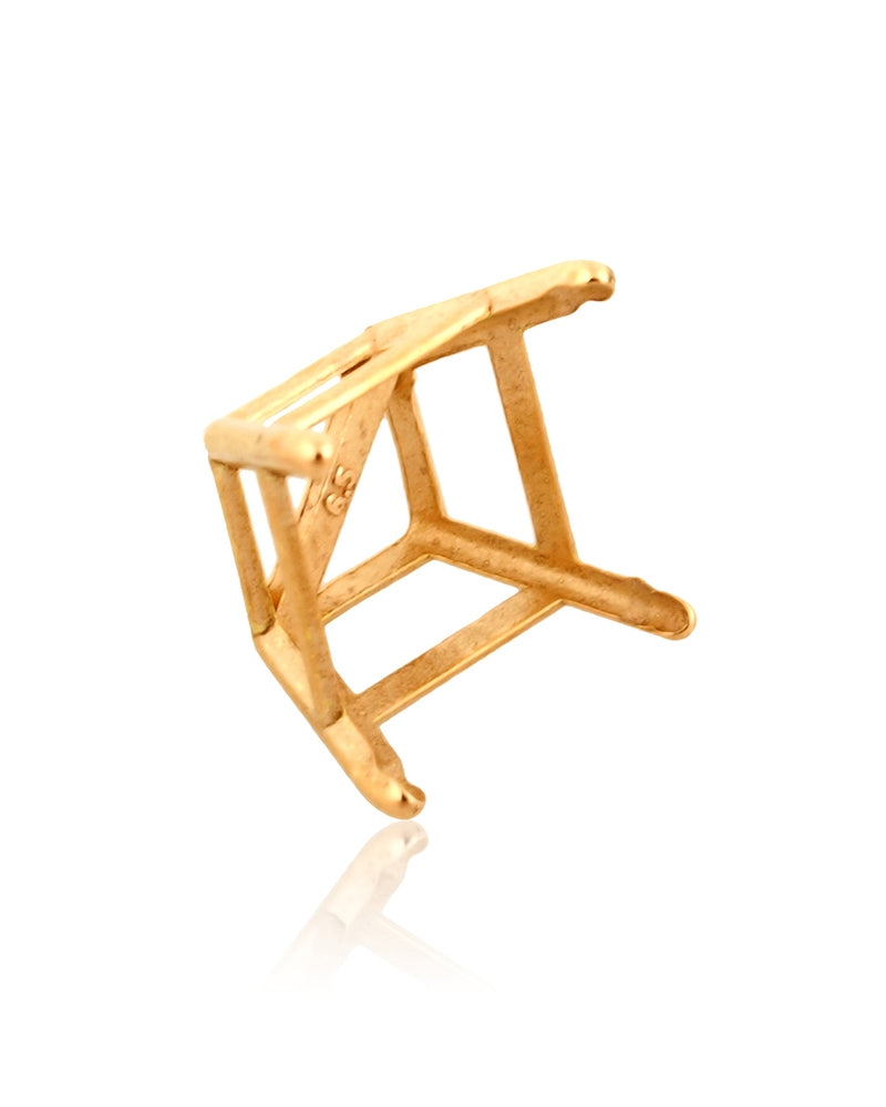 שאטון זהב צהוב 14K סלסלה 4 זרועות מחורצות + גשר לאבן מרובעת 1.5קראט (6.5מ"מ) 14K41385PZS