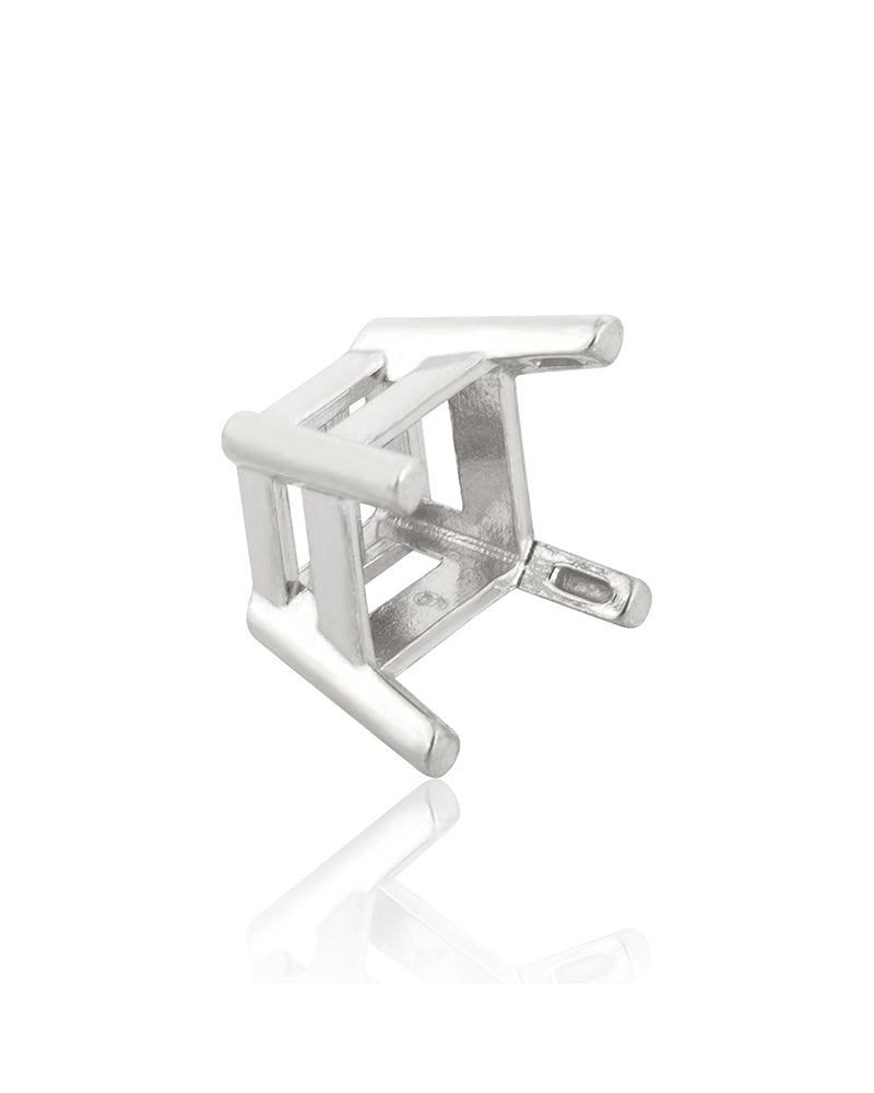 שאטון זהב לבן 14K סלסלה 4 זרועות מחורצות + גשר לאבן מרובעת 1קראט (6מ"מ) 39628-0300-000