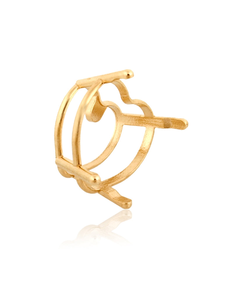 שאטון זהב צהוב 14K סלסלה 4 זרועות מחורצות + גשר לאבן לב 2קראט (8מ"מ) קל 14K4188P-SP