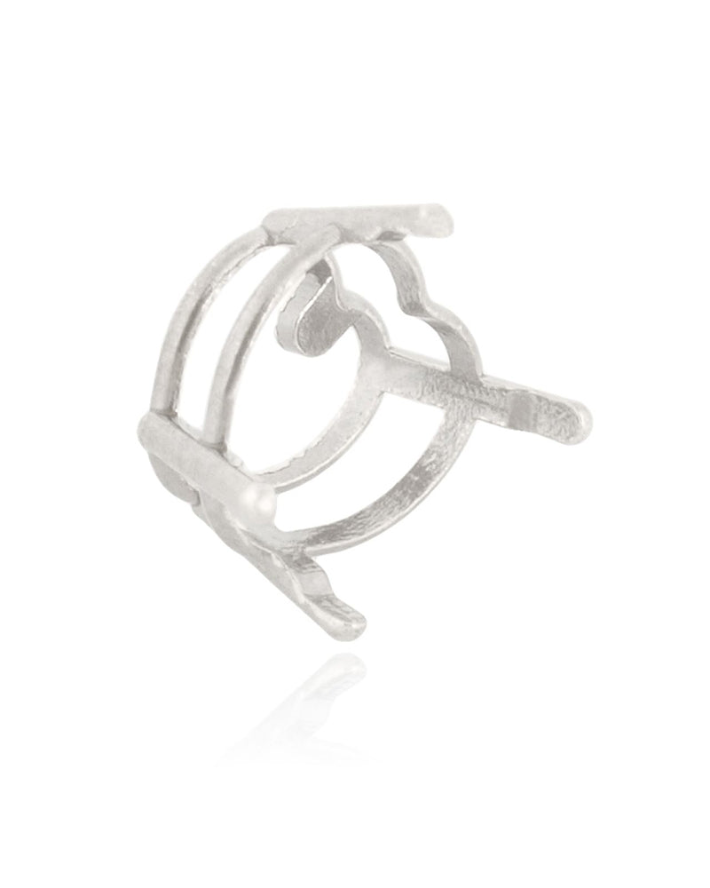 שאטון זהב לבן 14K סלסלה 4 זרועות מחורצות + גשר לאבן לב 1.25קראט (7מ"מ) קל 14XK4199P-SP