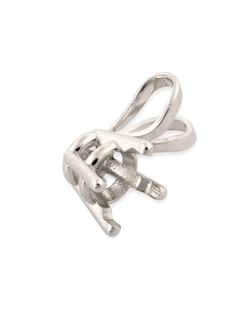 שאטון זהב לבן 14K סלסלה 4 זרועות לאבן עגולה 25נק' + מתלה לתליון 074DRB73400075