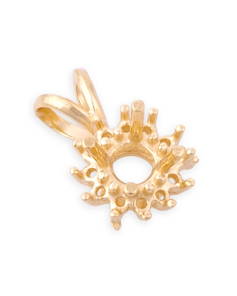 תליון 14K צהוב לשיבוץ אבן מרכזית 50נק' + 12 אבנים מסביב 2נק'