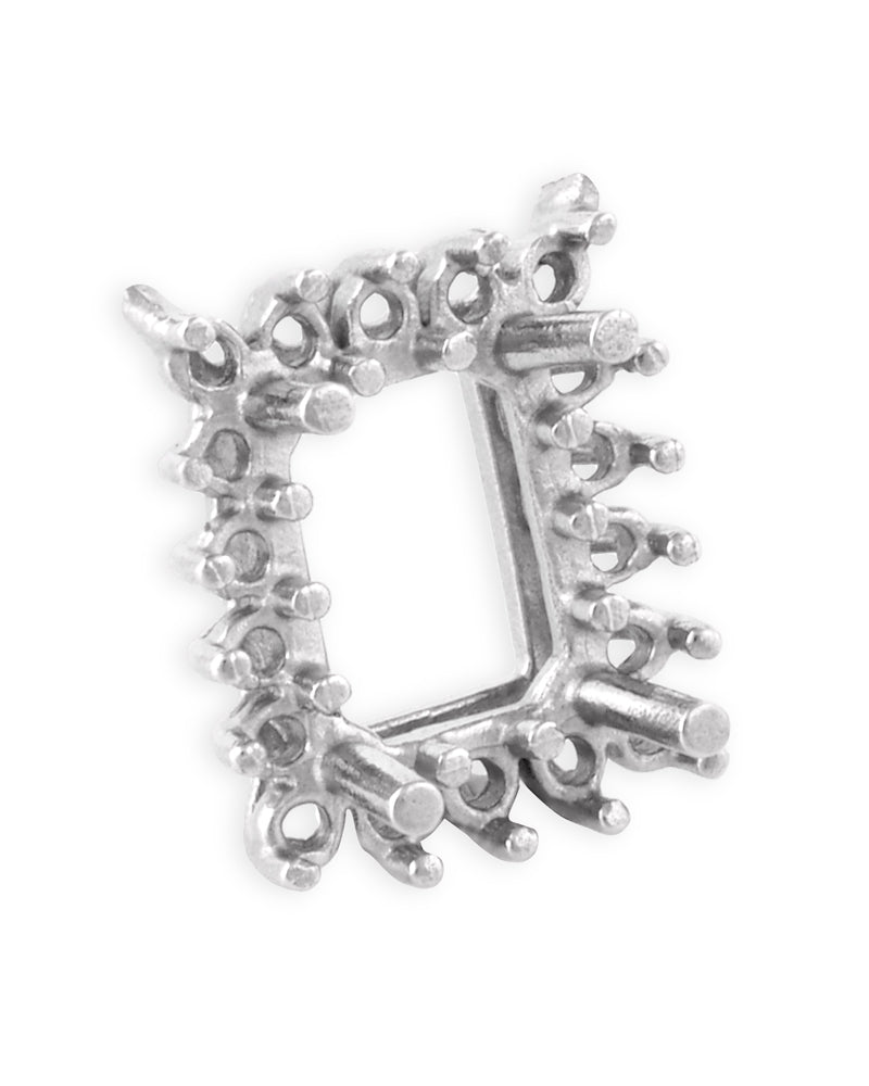 שאטון 14K לבן לשיבוץ אבן מרכזית 6x8 מלבן + 18 אבנים מסביב 2נק'