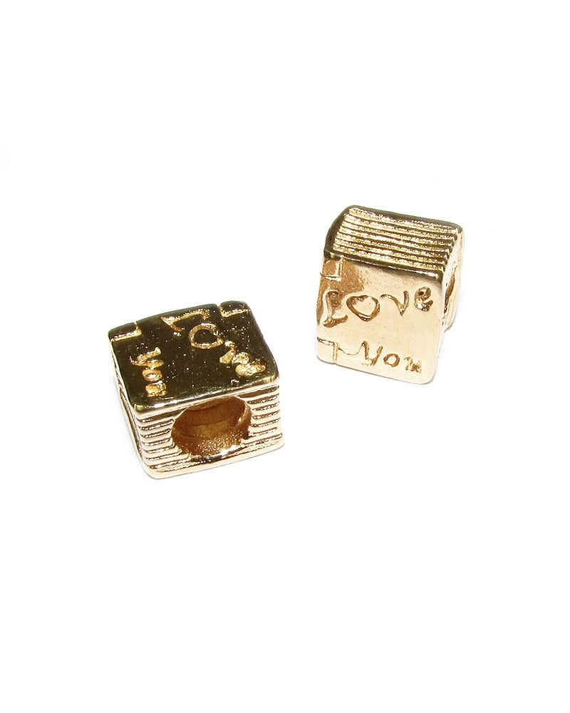 חרוז ציפוי זהב 14K מרובע