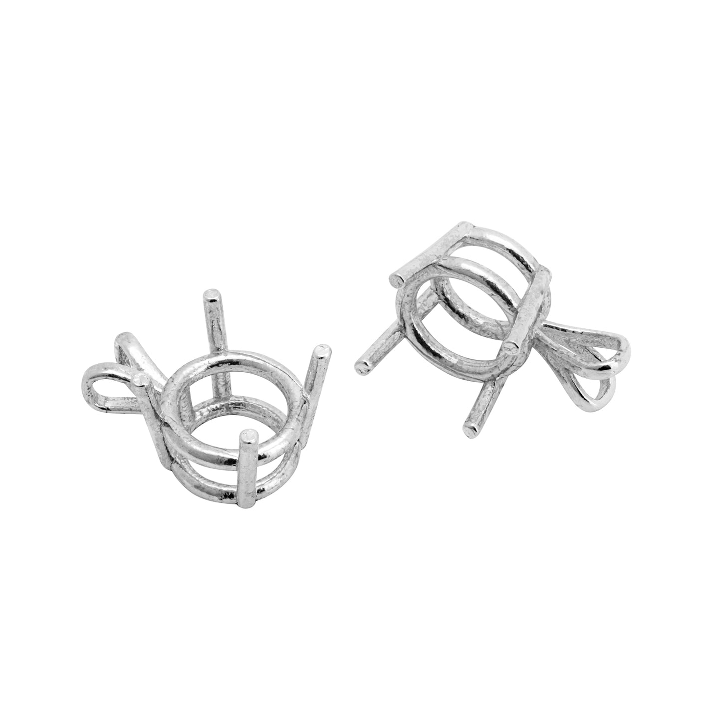 שאטון סלסלה כסף לאבן עגולה 8 מ"מ עם תולה