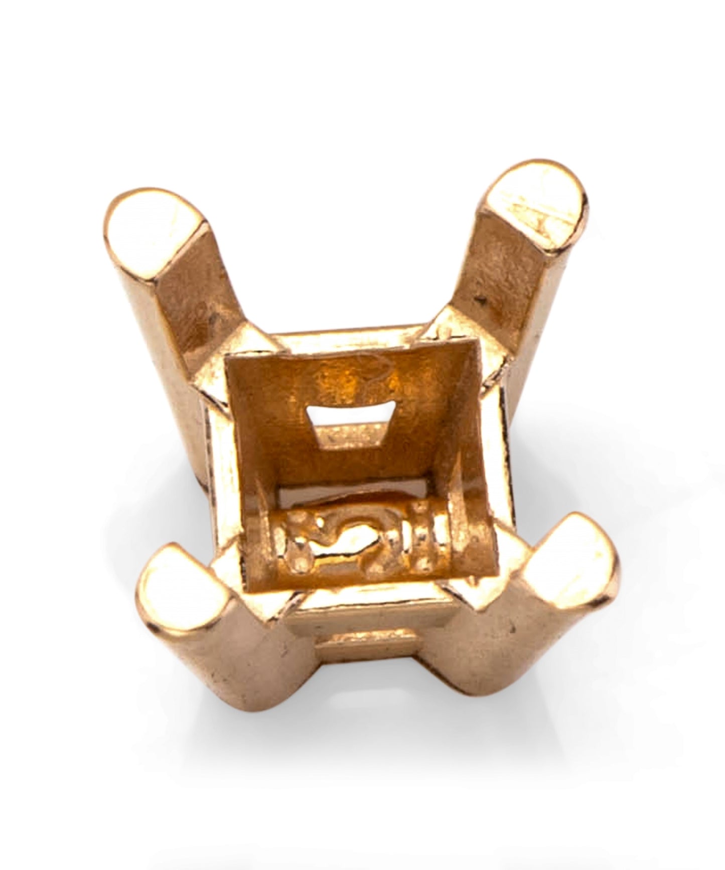 שאטון זהב צהוב 14K סלסלה 4 זרועות לאבן מרובעת 3.5 מ"מ