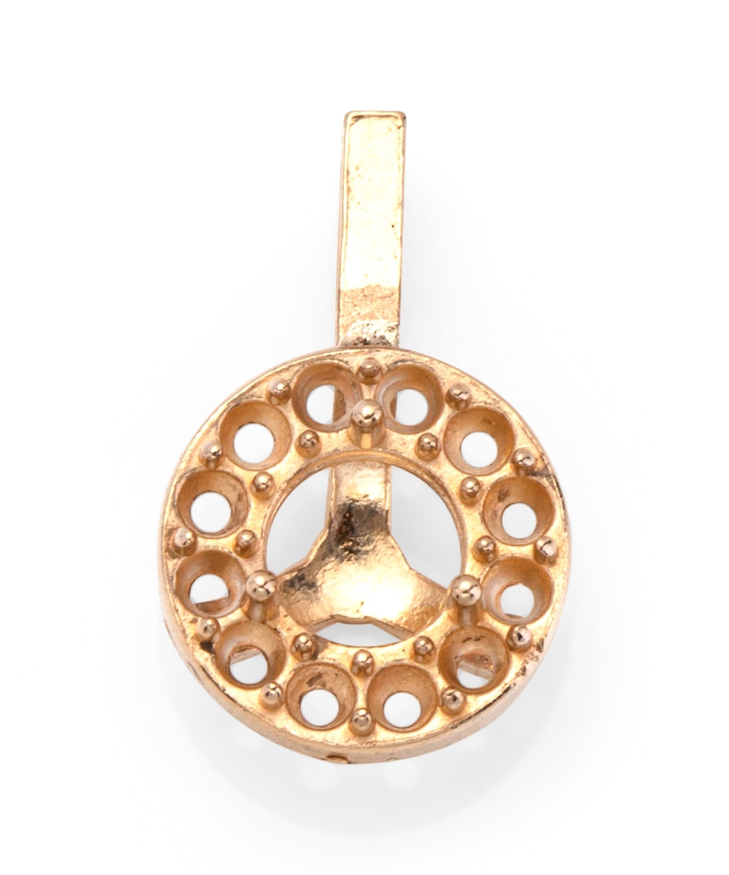 תליון 14K צהוב לשיבוץ אבן מרכזית 3 מ"מ + 12 אבנים 1.1 מ"מ