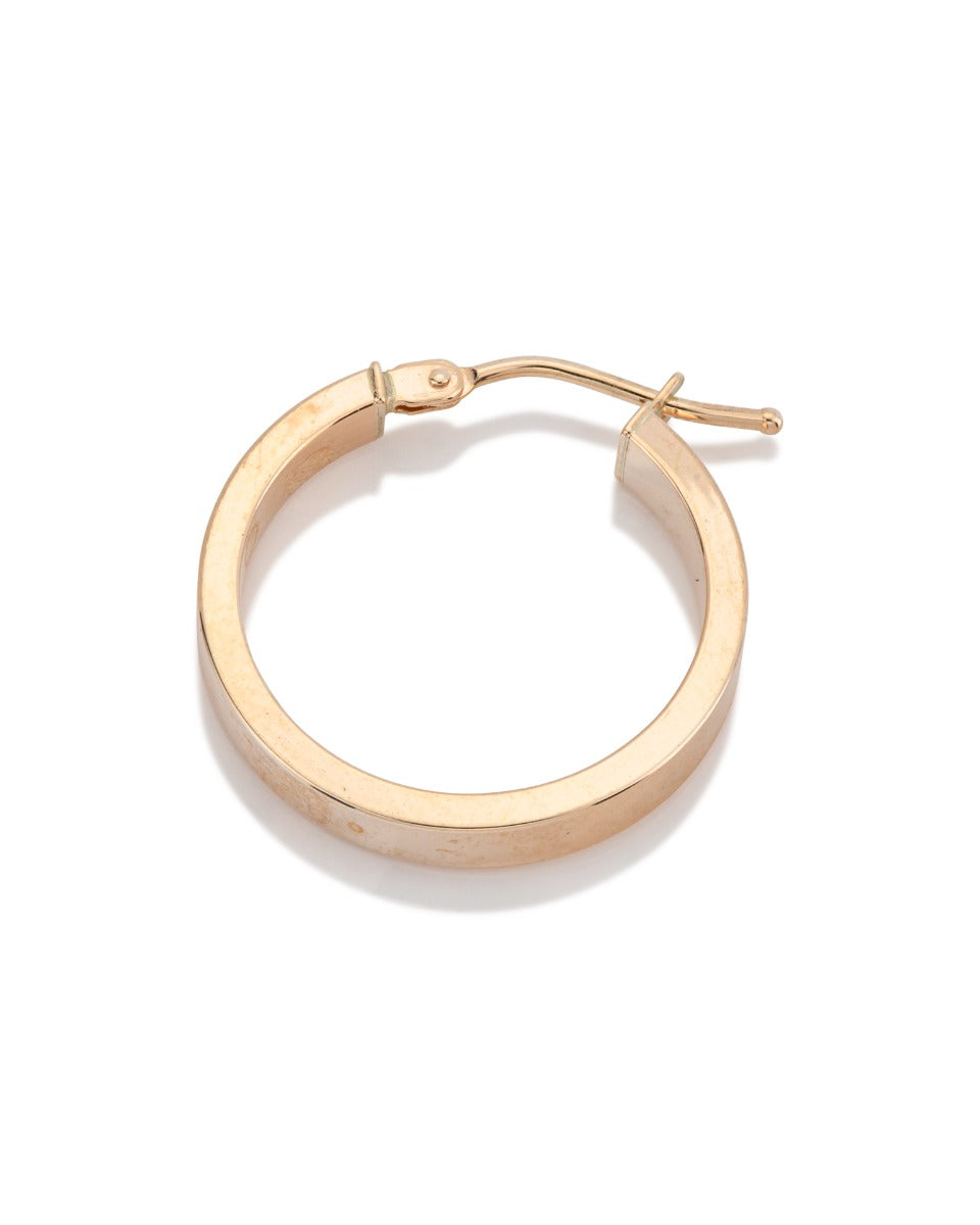 עגיל חישוק זהב 14K צהוב מלבני עובי 1.5/3 מ"מ קוטר 15 מ"מ