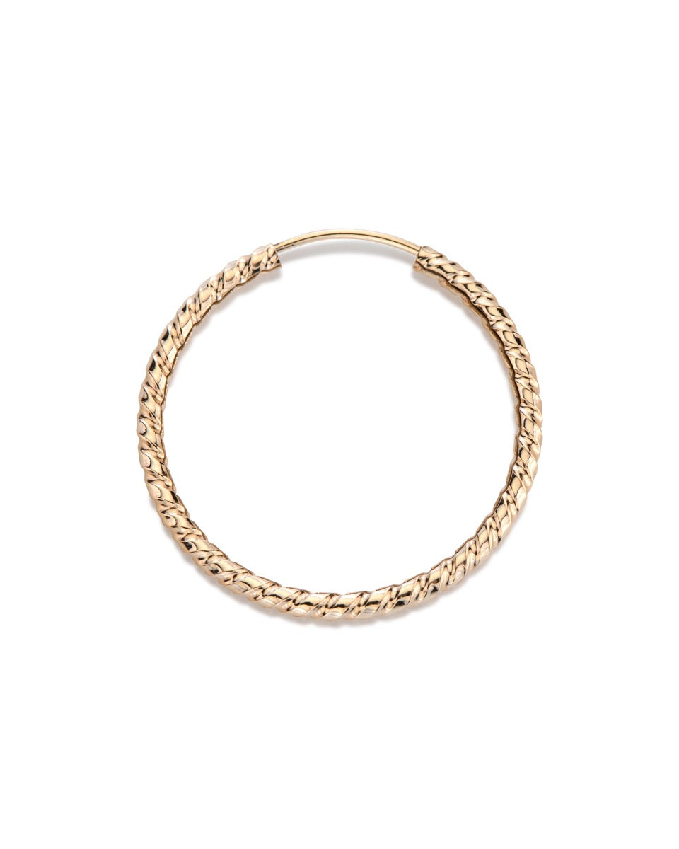 עגיל חישוק 14K זהב צהוב מסולסל 1.5*23