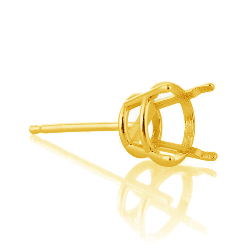 עגיל שאטון זהב 14K לבן סלסלה 4 זרועות מחורצות לאבן עגולה (4מ"מ) 14קראט קל 14XE1025KP-SPG