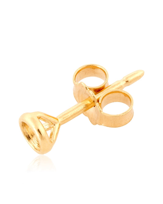 עגיל שאטון זהב 18K צהוב מרטיני 3 זרועות עם חישוק לאבן 10נק' (3מ"מ) + פרפר