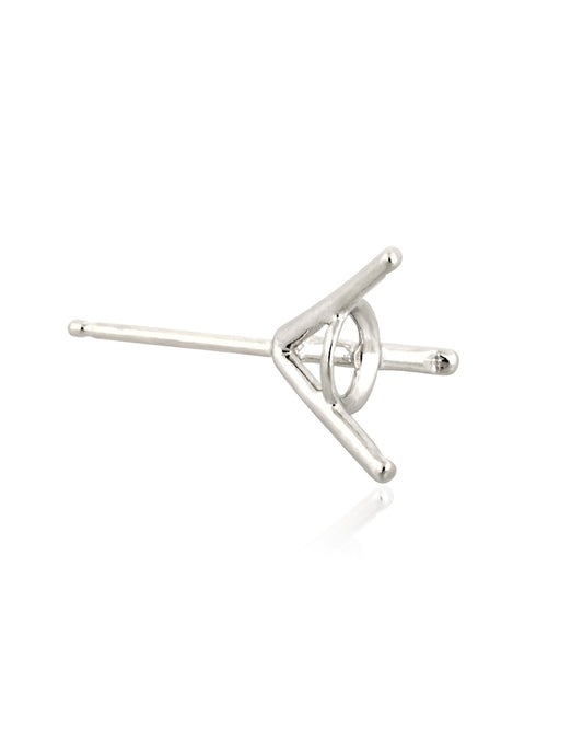 עגיל שאטון זהב 14K לבן מרטיני 3 זרועות מחורצות לאבן עגולה (7.5מ"מ) 1.5קראט 49055-03FA-000