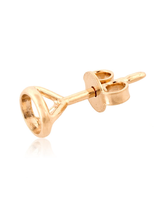 עגיל שאטון זהב 18K לבן מרטיני 3 זרועות עם חישוק לאבן 30נק' (4.3מ"מ) + פרפר