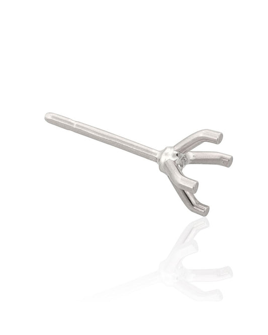 עגיל שאטון זהב 18K לבן מרטיני 4 זרועות לאבן 1קראט (6.5מ"מ)