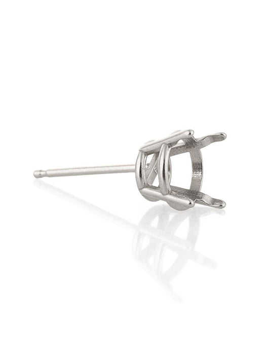 עגיל שאטון זהב לבן 14K סלסלה 4 זרועות מחורצות לאבן עגולה 1קראט (6.5מ"מ) 39409-03FA-000