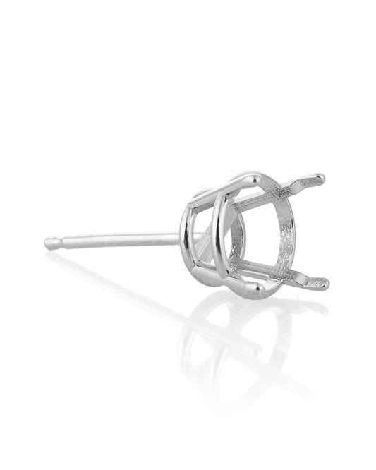 עגיל שאטון זהב 14K לבן סלסלה 4 זרועות מחורצות לאבן עגולה (7מ"מ) 1.25קראט קל 14XE1025KP-SP