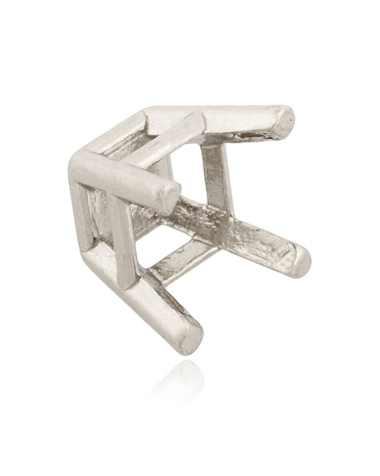 שאטון זהב לבן 14K סלסלה 4 זרועות מחורצות + תחתית לאבן מרובע 20נק' (3מ"מ) 30611-0300-000