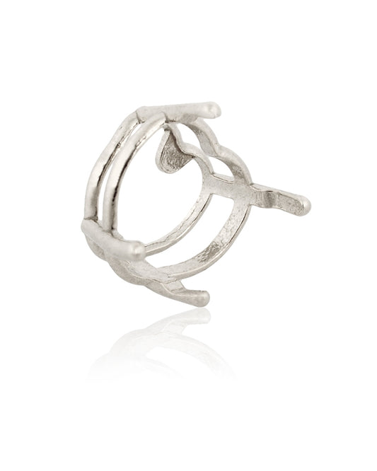 שאטון זהב לבן 14K סלסלה 4 זרועות מחורצות + גשר לאבן לב 75נק' (6מ"מ) קל 14XK4133PZS