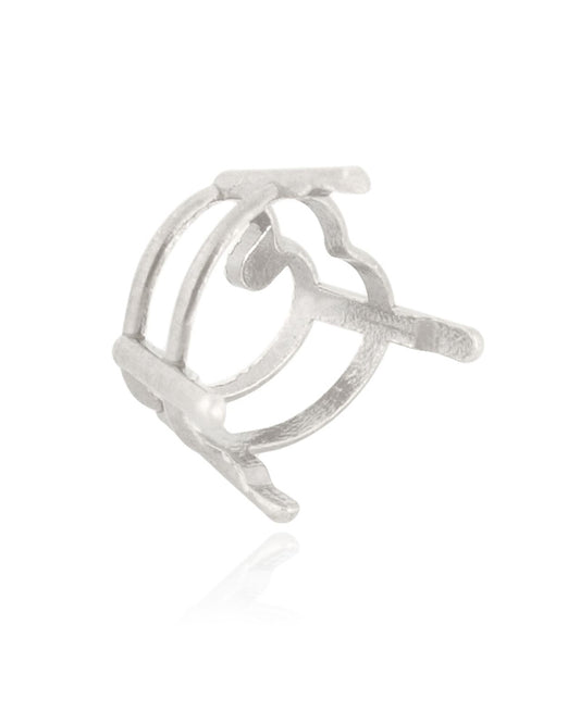 שאטון זהב לבן 14K סלסלה 4 זרועות מחורצות + גשר לאבן לב 1.25קראט (7מ"מ) קל 14XK4199P-SP