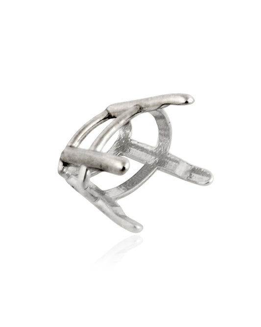 שאטון זהב לבן 14K סלסלה 4 זרועות מחורצות + גשר לאבן טיפה 33נק' (6X4מ"מ) 14XK4144P