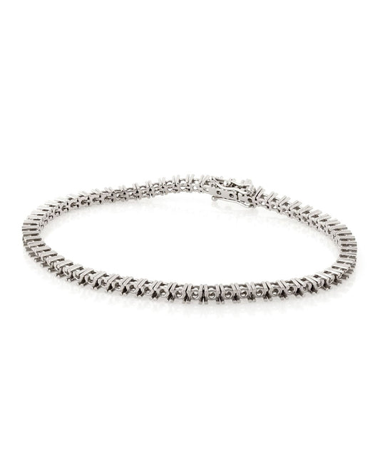 צמיד טניס 18K לבן אורך 18ס"מ (לשיבוץ אבנים עגולות 4נק')