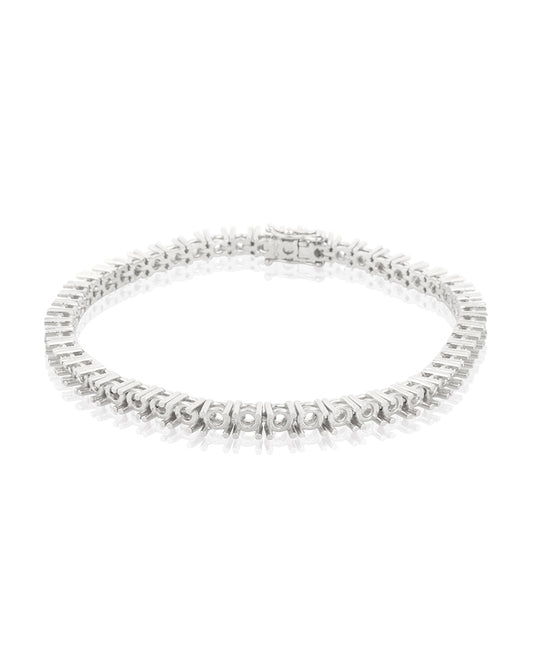 צמיד טניס 18K לבן אורך 18ס"מ (לשיבוץ אבנים עגולות 13-15נק')