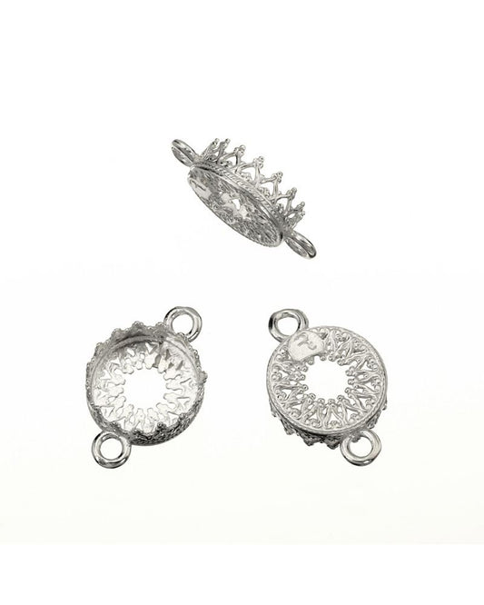 בית אבן כסף 925 10 מ"מ סרט 714H תחתית דוגמא +2 לולאות