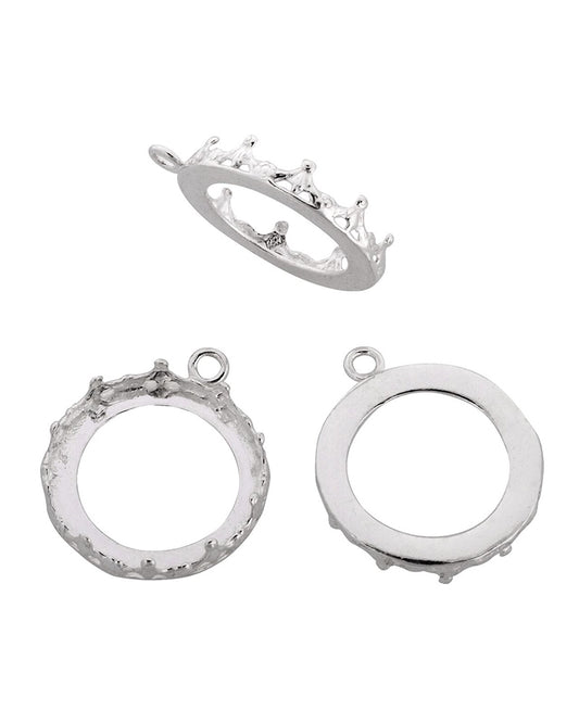 בית אבן כסף 925 20 מ"מ סרט 1231H תחתית חלקה +לולאה