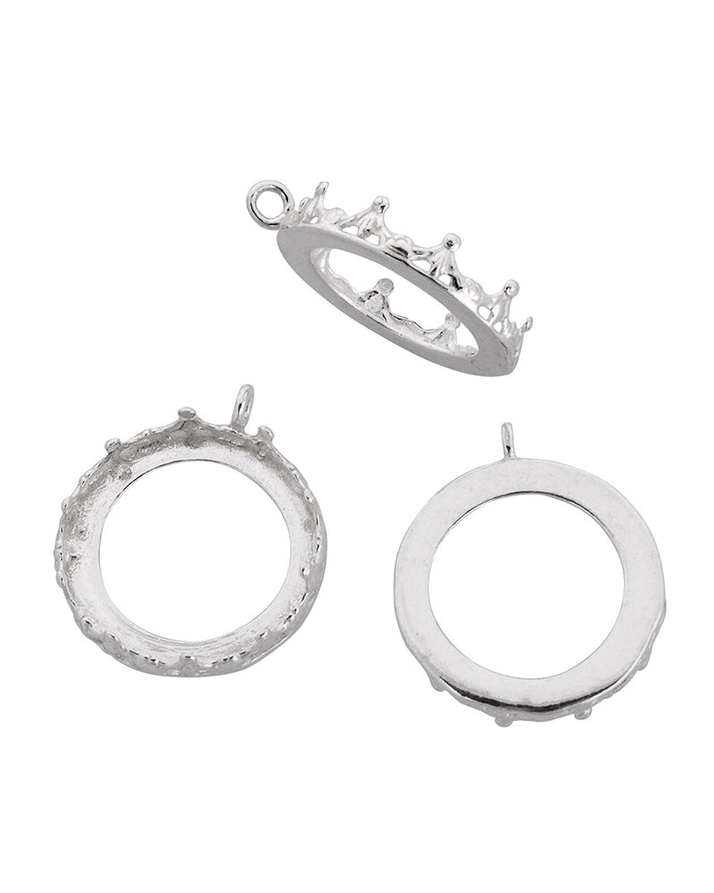 בית אבן כסף 925 20 מ"מ סרט 1231H תתית חלקה +לולאה אנכית