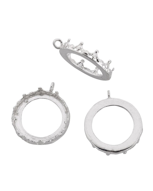 בית אבן כסף 925 20 מ"מ סרט 1231H תתית חלקה +לולאה אנכית