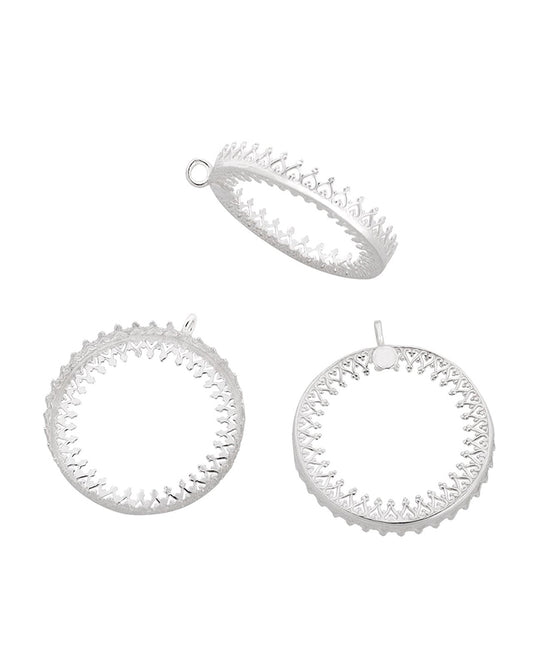 בית אבן כסף 925 30 מ"מ סרט 3280 תחתית דוגמא +לולאה אנכית