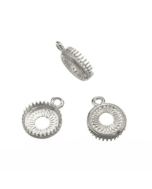 בית אבן כסף 925 10 מ"מ סרט 475 תחתית דוגמא +לולאה