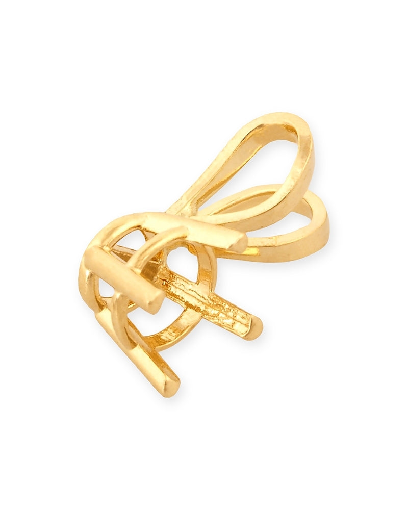 שאטון צהוב 14K סלסלה 4 זרועות מחורצות + תחתית לאבן עגולה 4מ"מ + מתלה לתליון 064DRB73400075