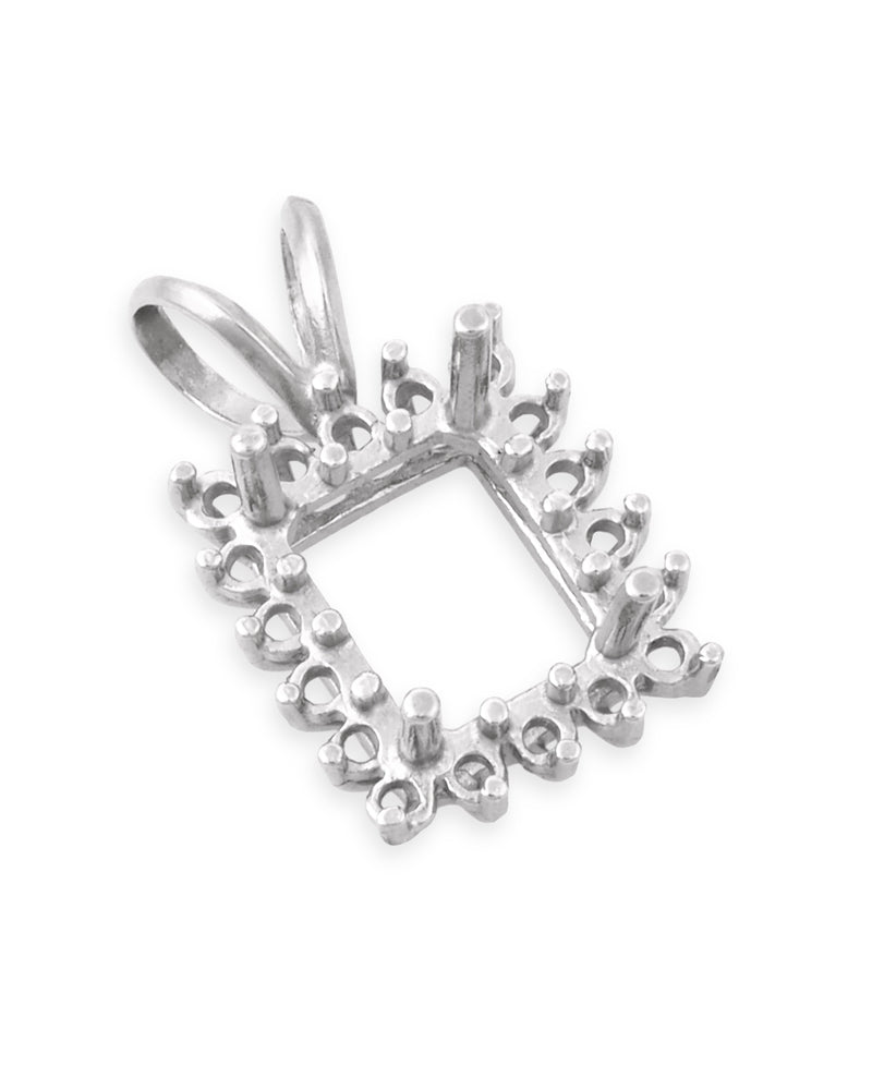 תליון 14K צהוב לשיבוץ אבן מרכזית 8x10 מלבן + 16 אבנים מסביב 3נק'