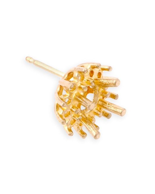 עגיל 14K צהוב לשיבוץ אבן מרכזית 50נק' + 12 אבנים מסביב 2נק'