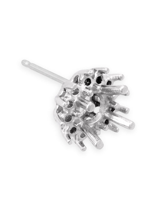 עגיל 14K לבן לשיבוץ אבן מרכזית 50נק' + 12 אבנים מסביב 2נק'