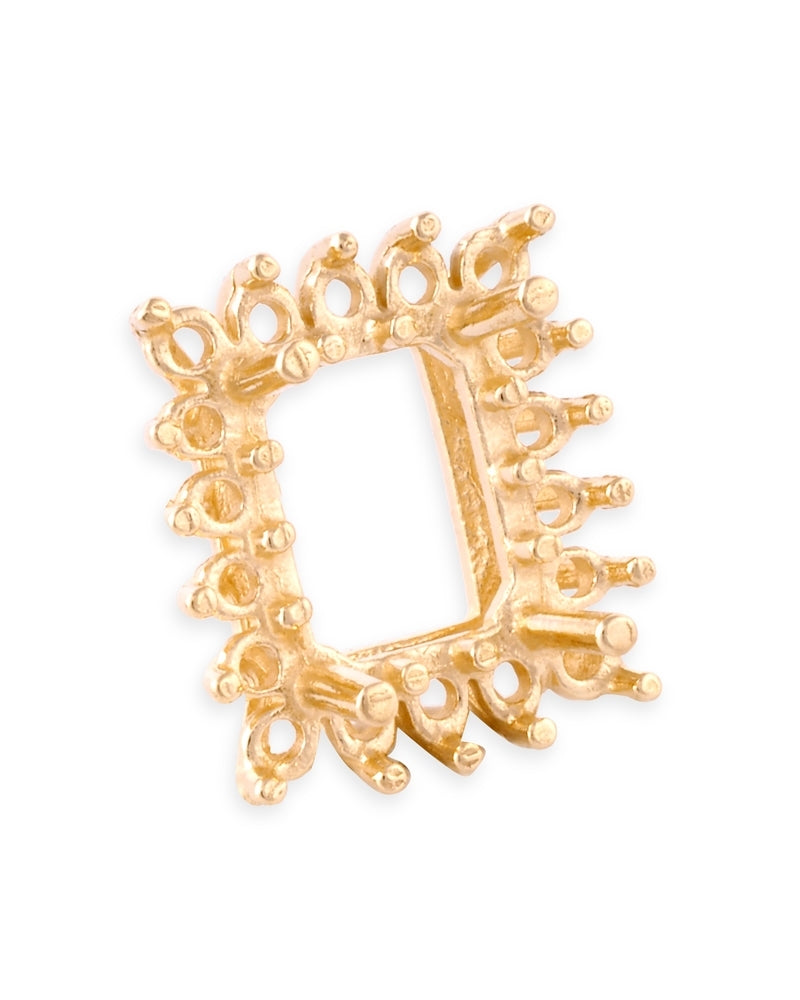 שאטון 14K צהוב לשיבוץ אבן מרכזית 7x9 מלבן + 18 אבנים מסביב 3נק'