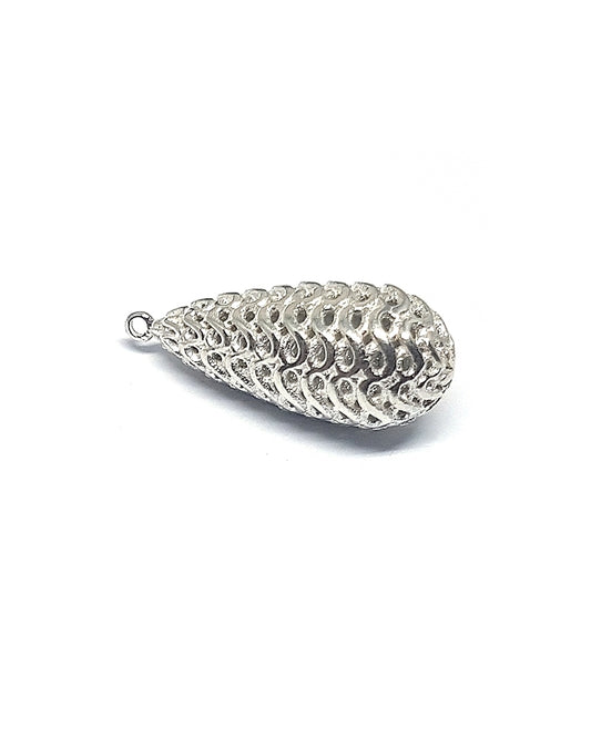 תליון כסף 925 טיפה בינונית בטקסטורת שמיניות