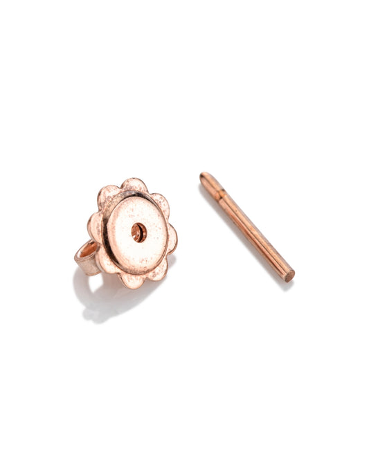 פרפר זהב 14K אדום בצורת פרח קטן + פוסט