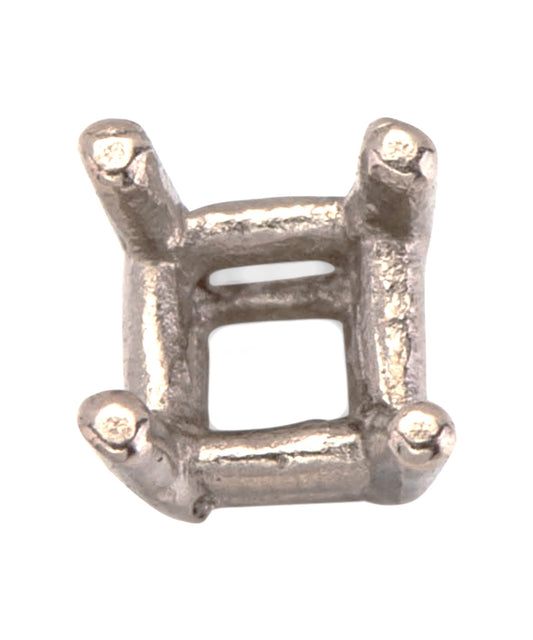 שאטון זהב לבן 14K סלסלה 4 זרועות לאבן מרובעת 2.5 מ"מ