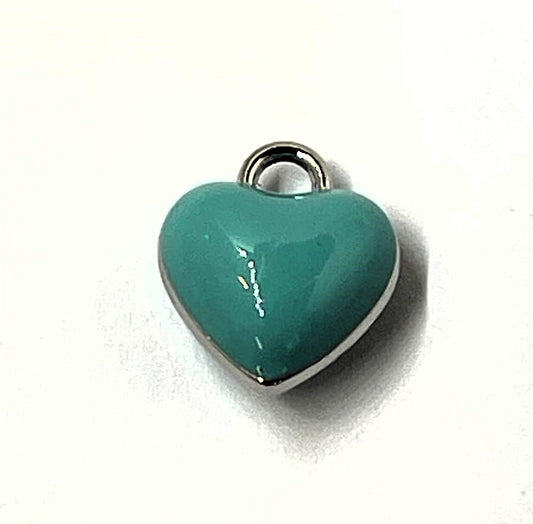 תליון לב אמאיל טורקיז עם מסגרת כסופה