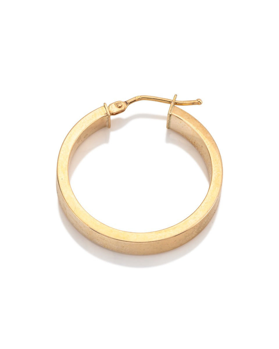 עגיל חישוק זהב 14K צהוב מלבני עובי 1.8/4 מ"מ קוטר 20 מ"מ